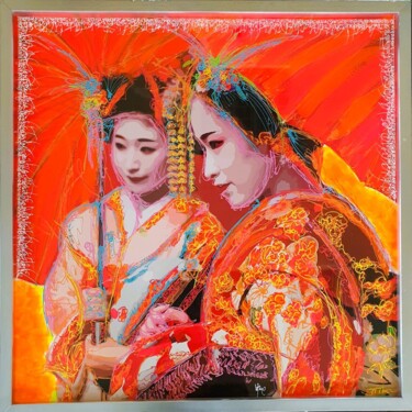 绘画 标题为“Geisha 4” 由Frédéric Haire, 原创艺术品, 丙烯 安装在木质担架架上