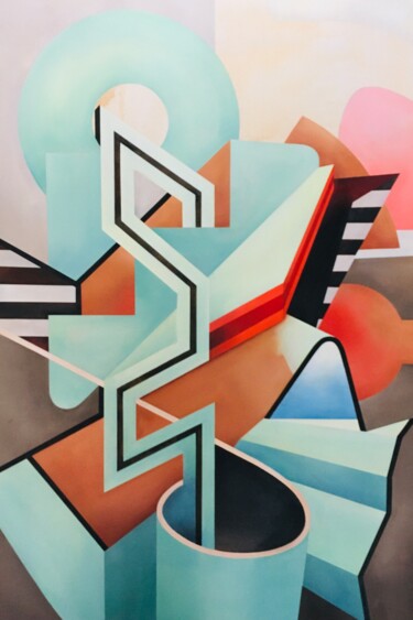 Schilderij getiteld "Sandscape: En Route" door Inge Coolen, Origineel Kunstwerk, Olie