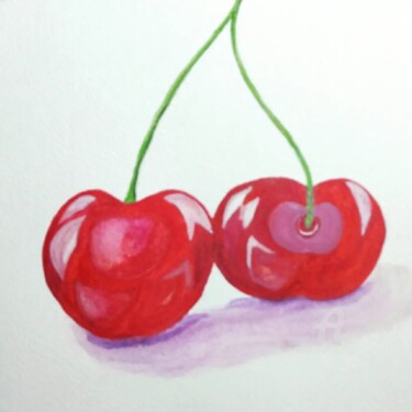 Drawing titled "Cerises" by Nataliia K (Iurochkina), Original Artwork, Watercolor