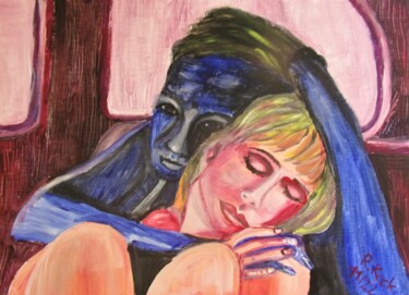 Painting titled "In the grip of depr…" by Renate Kock, Original Artwork, Acrylic