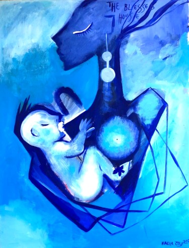 Mother and son Painting titled "Mother and son" by Kaola Oty, Original Artwork, Acrylic