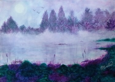 绘画 标题为“Matin calme au sole…” 由Michela Poulin, 原创艺术品, 丙烯 安装在木质担架架上