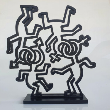 "PyB coupling Haring…" başlıklı Heykel Pyb tarafından, Orijinal sanat, Rezine