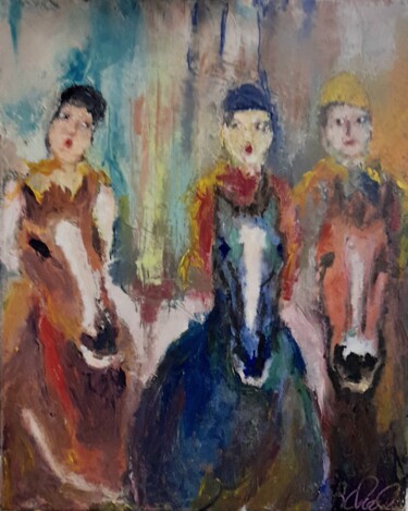 绘画 标题为“Au galop” 由Robert Charles, 原创艺术品, 油 安装在木质担架架上