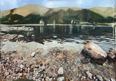 Thirlmere Reservoir Painting titled "Thirlmere Reservoir" by Helen Sinfield, Original Artwork, Acrylic Mounted on Wood Stretcher frame