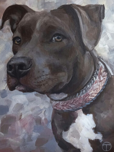 American Staffordshire Terrier 2 Painting titled "American Staffordsh…" by Olia Tomkova, Original Artwork, Acrylic