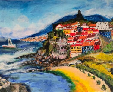 Painting titled "Wyspy Kanaryjskie" by Krystyna Mościszko, Original Artwork, Acrylic