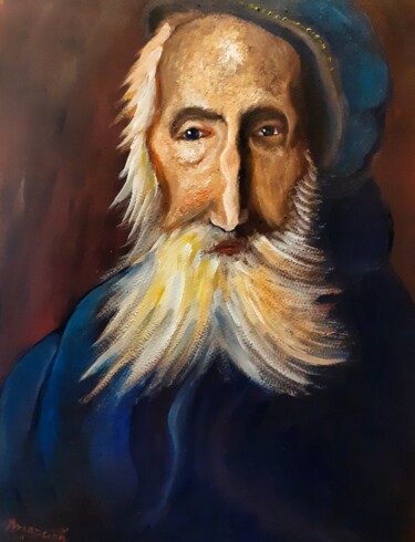 Painting titled "L'Ancien Capitaine" by Amazeigh Bouzékri, Original Artwork, Oil
