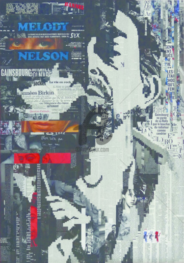 Arts numériques intitulée "Gainsbourg" par Isabelle Vernet, Œuvre d'art originale, Travail numérique 2D Monté sur Aluminium