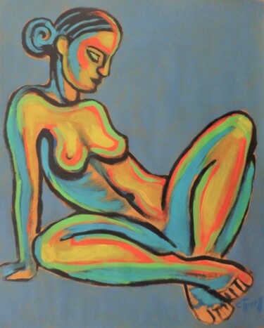 Pintura intitulada "Colourful Figure 1" por Carmen Tyrrell, Obras de arte originais, Acrílico