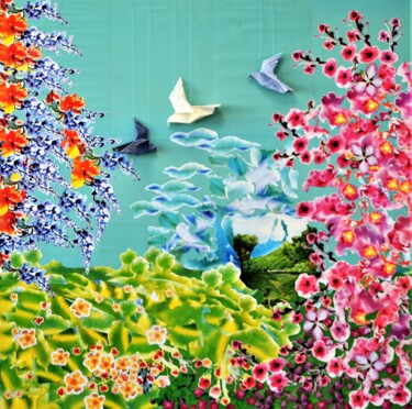 Collages titled "Free" by Iztok Šostarec, Original Artwork, Collages Mounted on Wood Stretcher frame