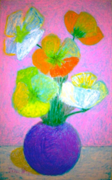 绘画 标题为“Poppies in Purple V…” 由Irina Rabeja, 原创艺术品, 粉彩