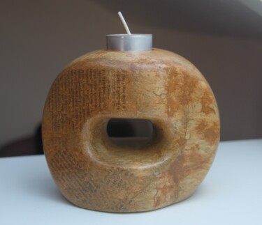 Sculpture titled "Teelichthalter / Te…" by Regina Hermann, Original Artwork, Stone