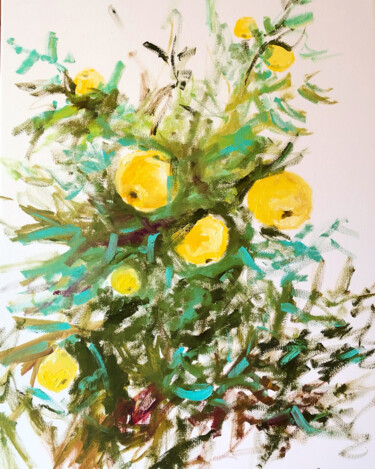 Painting titled "Yellow apple" by Volodymyr Smoliak, Original Artwork, Oil
