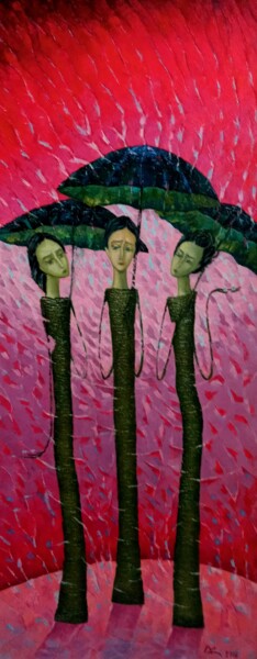绘画 标题为“Red rain” 由Robert Hekimyan, 原创艺术品, 油