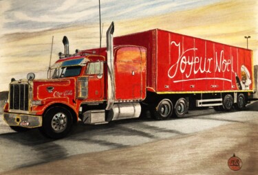 Camion de Noël Dessin intitulée "Camion de Noël" par Pierre Bayet, Œuvre d'art originale, Crayon