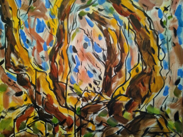 Painting titled "Le sous-bois" by Gerard Journo, Original Artwork, Acrylic Mounted on Wood Stretcher frame