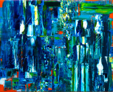Painting titled "Eau vive" by Joelle Kem Lika, Original Artwork, Acrylic Mounted on Wood Stretcher frame