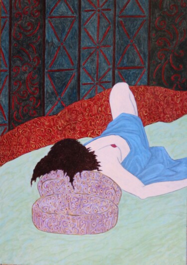 绘画 标题为“Nu allongé” 由Nathalie Sorroche, 原创艺术品, 油