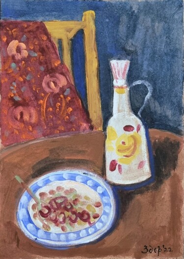 Peinture intitulée "Still-life with dec…" par Liuba Zdor, Œuvre d'art originale, Acrylique