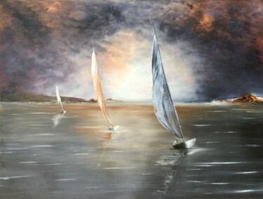 Chenal I Peinture intitulée "Chenal I" par Marie-Pascale Le Goff (L’île à L’eau), Œuvre d'art originale, Huile Monté sur Châssis en b…