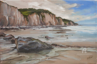 Pintura titulada "Plage de Pourville" por Elisabeth Bazin, Obra de arte original, Acrílico