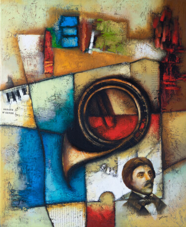 Painting titled "OPUS-I" by Ihar Kavaleu, Original Artwork, Oil Mounted on Wood Stretcher frame
