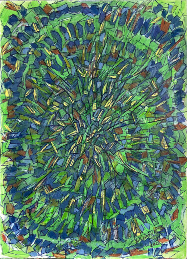印花与版画 标题为“Zielone 1” 由Danuta Elzbieta Czyzyk, 原创艺术品, 水彩