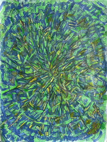 印花与版画 标题为“Zielone 3” 由Danuta Elzbieta Czyzyk, 原创艺术品, 水彩