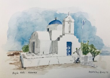 Peinture intitulée "1808 Naoussa Agia K…" par Aquarelles-Alain, Œuvre d'art originale, Aquarelle