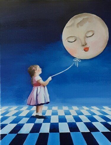绘画 标题为“A spasso con Luna” 由Monica Zambon, 原创艺术品, 油