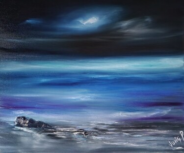 Peinture intitulée "The sea at night" par Pascal Jung, Œuvre d'art originale, Huile