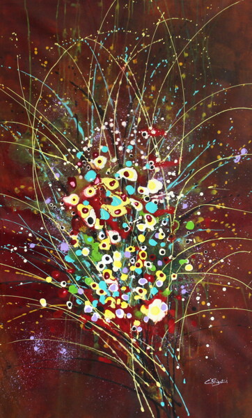 Folie Des Fleurs #6 - Extra large original abstract floral 绘画 标题为“Folie Des Fleurs #6…” 由Cecilia Frigati, 原创艺术品, 丙烯
