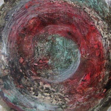 Painting titled "Planète verte dans…" by Nektar Balian, Original Artwork, Ink Mounted on Cardboard