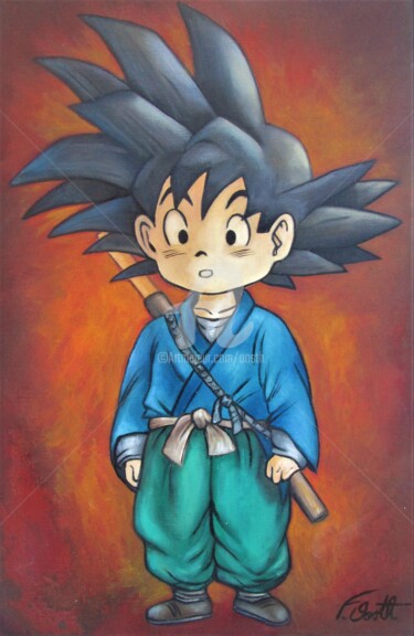 Pintura intitulada "Sangoku Kakarota" por Florence. Oosth, Obras de arte originais, Óleo Montado em Armação em madeira