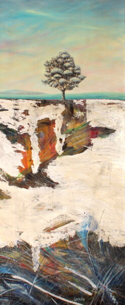 Painting titled ""L'origine nascosta"" by Donato Larotonda, Original Artwork, Acrylic Mounted on Wood Stretcher frame