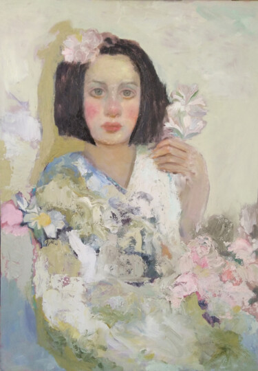 Schilderij getiteld "si doux et si léger" door Marta Grassi, Origineel Kunstwerk, Olie Gemonteerd op Houten paneel