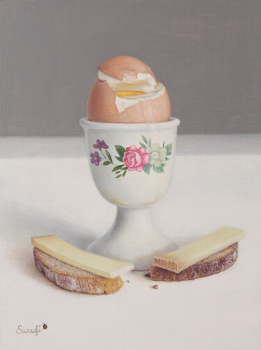 Painting titled "La dégustation de l…" by Reza Sarrafi, Original Artwork, Oil