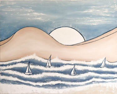 The Woman and the Ocean’s Sunrise 绘画 标题为“The Woman and the O…” 由Kristina Mallen, 原创艺术品, 油 安装在木质担架架上