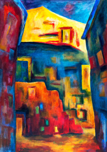 Painting titled "Das Haus am Ende de…" by Udo Greiner, Original Artwork, Acrylic