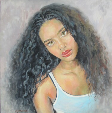 Peinture intitulée "le regard" par Choumissa Vivien, Œuvre d'art originale, Huile