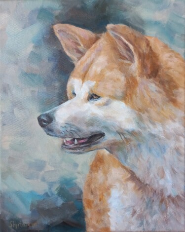 绘画 标题为“Akita Inu” 由Liliia Shpitaleva, 原创艺术品, 油