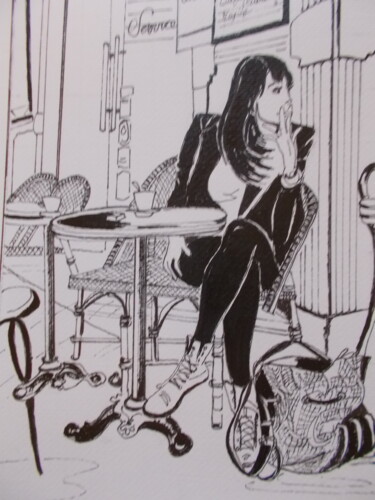 「viendra t-il ???020」というタイトルの描画 Francine Boisによって, オリジナルのアートワーク, インク
