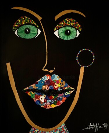 Pintura titulada "Beso colorido" por Philippe Seigle, Obra de arte original, Acrílico Montado en Bastidor de camilla de made…