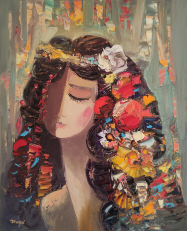 Armenian motives - Portrait 绘画 标题为“Armenian motives -…” 由Hayk Miqayelyan, 原创艺术品, 油 安装在木质担架架上