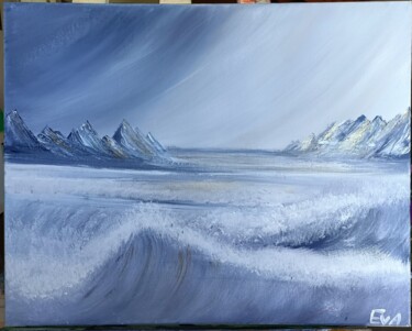 Schilderij getiteld "La terre d'or" door Eva Andre, Origineel Kunstwerk, Acryl Gemonteerd op Frame voor houten brancard