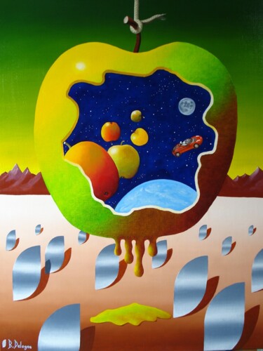 Peinture intitulée "MES DEUX MONDES  1" par Bertrand Delogne, Œuvre d'art originale, Huile Monté sur Châssis en bois