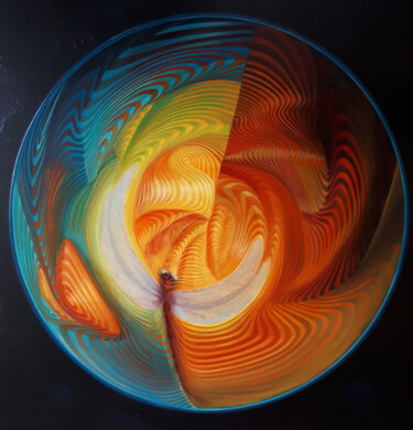 Bulle de pensée en apesanteur 绘画 标题为“Bulle de pensée en…” 由Frédéric Letrun, 原创艺术品, 油 安装在木质担架架上