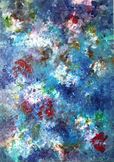 Poésie florale I Painting titled "Poésie florale I" by Yvonne Benasser, Original Artwork, Acrylic Mounted on Wood Stretcher frame