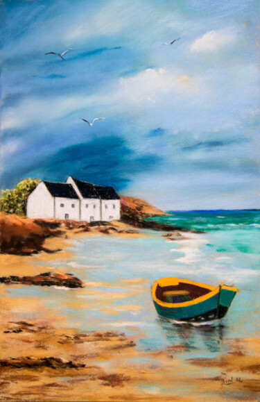 Painting titled "marine etel" by Monique Hirel, Original Artwork, Pastel
